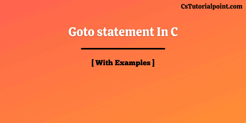 goto statement in C