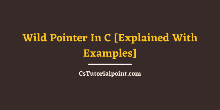 Wild Pointer In C [Explained With Examples]